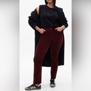 New GAP Vintage Slim High Rise Women’s Burgundy Straight Leg Corduroy Pants 24